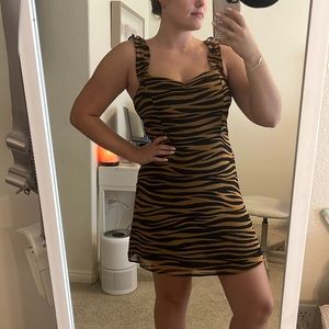 All in Favor Tiger Print Stripped Dress